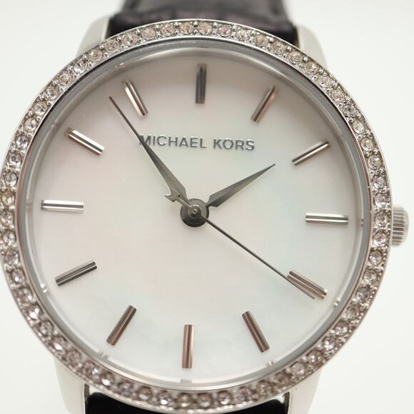 Michael Kors Parker MOP 35mm Womens Watch Black Leather MK2176 w New Battery main image 11